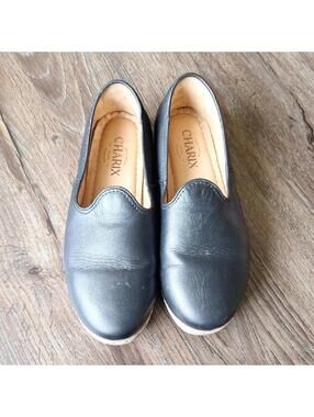Charix Black Leather Flat Size 6.5